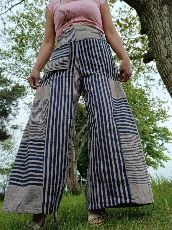 Navy Beige Baggy Wide Leg Harem Gypsy Pants Hippy Trousers Naka Palazzo Bohemian