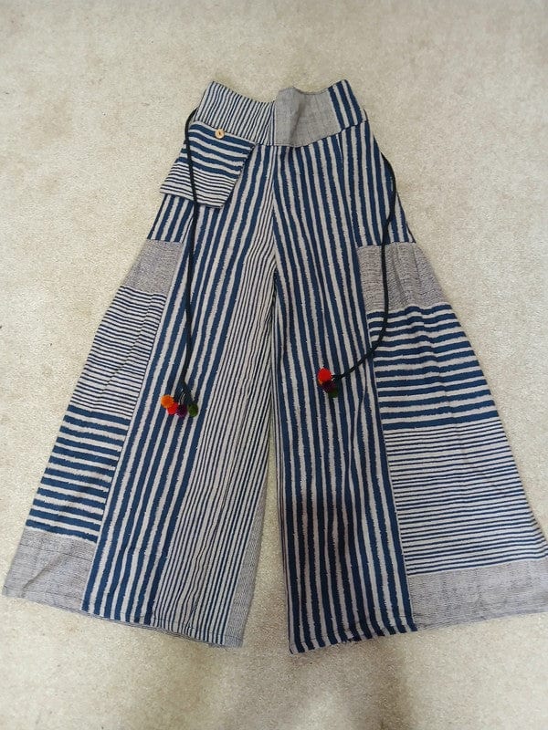 Navy Beige Baggy Wide Leg Harem Gypsy Pants Hippy Trousers Naka Palazzo Bohemian