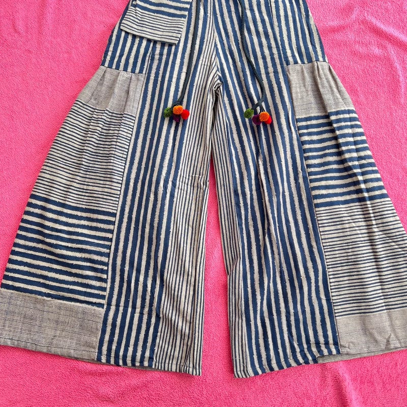 Navy Beige Baggy Wide Leg Harem Gypsy Pants Hippy Trousers Naka Palazzo Bohemian