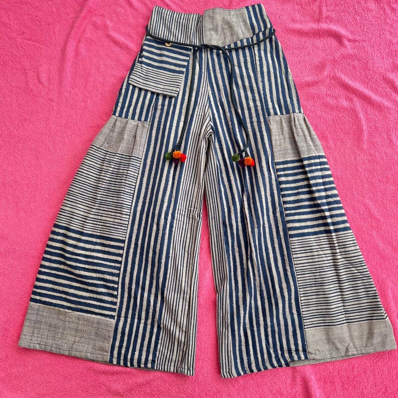 Navy Beige Baggy Wide Leg Harem Gypsy Pants Hippy Trousers Naka Palazzo Bohemian