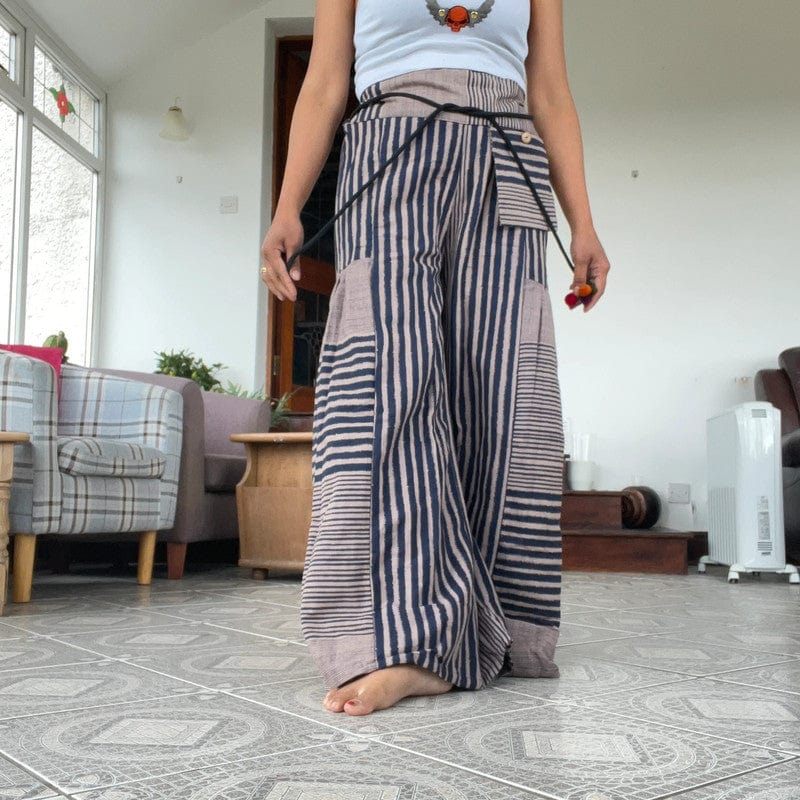 Navy Beige Baggy Wide Leg Harem Gypsy Pants Hippy Trousers Naka Palazzo Bohemian