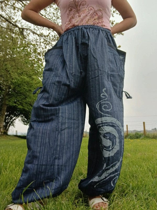 Navy Blue Harem Pants Genie Baggy Gypsy Aladdin Clothes Hippie Trousers One Size