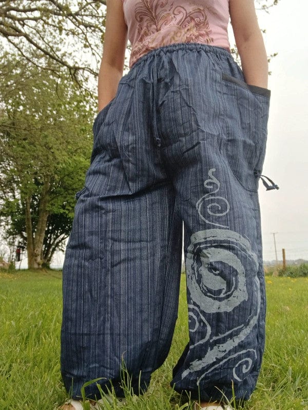Navy Blue Harem Pants Genie Baggy Gypsy Aladdin Clothes Hippie Trousers One Size