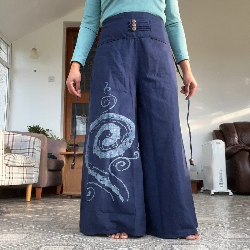 Navy Blue Wide Leg Palazzo Harem Pants Womens Ladies Baggy Thai Summer Trousers