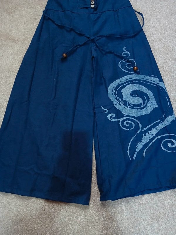 Navy Blue Wide Leg Palazzo Harem Pants Womens Ladies Baggy Thai Summer Trousers