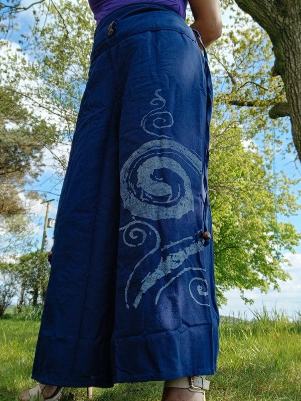 Navy Blue Wide Leg Palazzo Harem Pants Womens Ladies Baggy Thai Summer Trousers