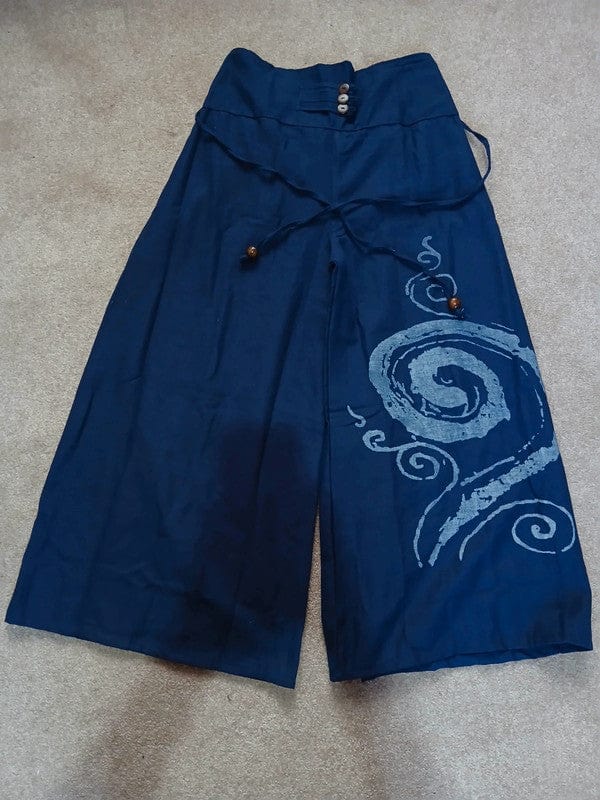Navy Blue Wide Leg Palazzo Harem Pants Womens Ladies Baggy Thai Summer Trousers