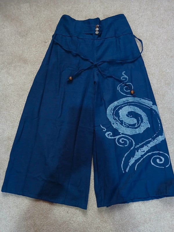 Navy Blue Wide Leg Palazzo Harem Pants Womens Ladies Baggy Thai Summer Trousers