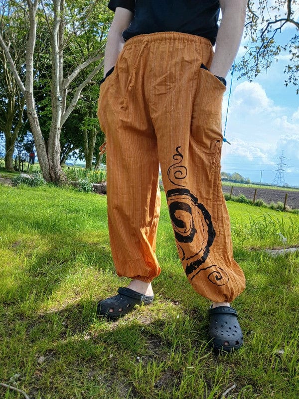 Orange Harem Pants Wide Leg Baggy Trousers Holiday Sun Travel Men Women One Size