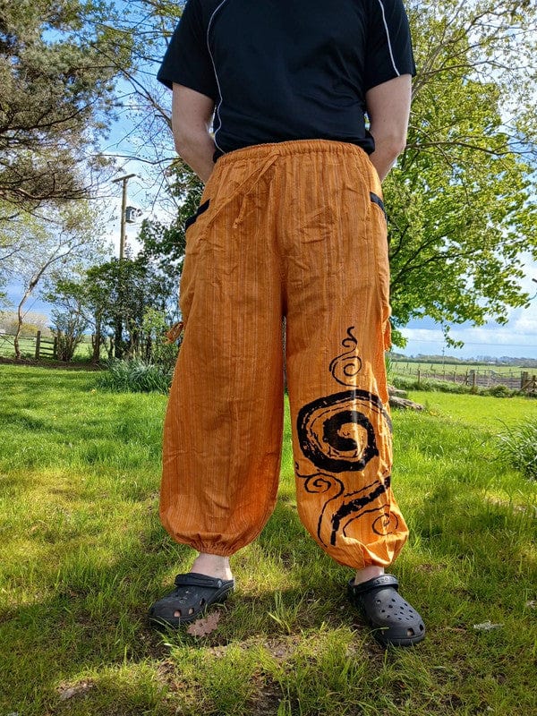 Orange Harem Pants Wide Leg Baggy Trousers Holiday Sun Travel Men Women One Size