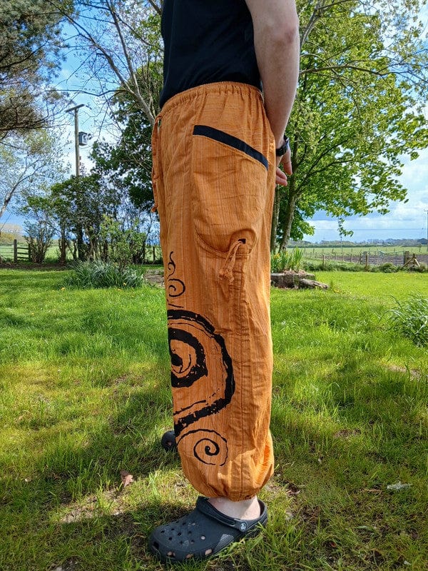 Orange Harem Pants Wide Leg Baggy Trousers Holiday Sun Travel Men Women One Size