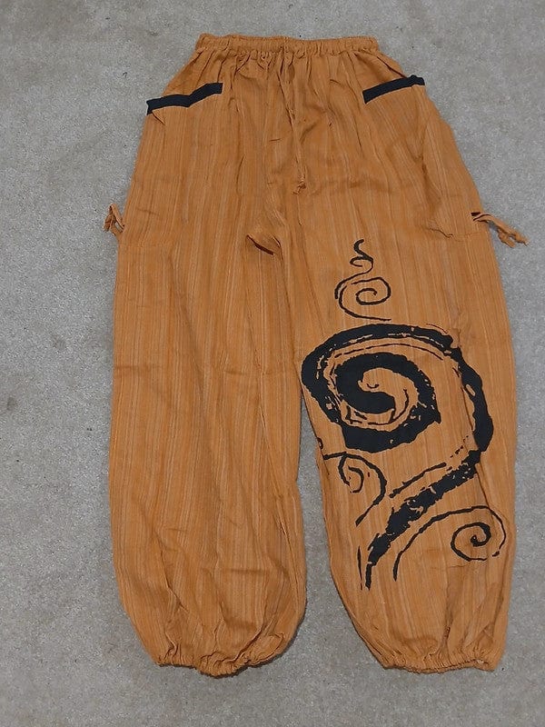 Orange Harem Pants Wide Leg Baggy Trousers Holiday Sun Travel Men Women One Size