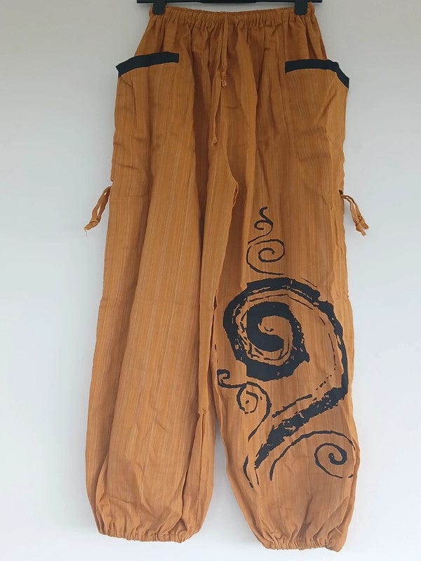 Orange Harem Pants Wide Leg Baggy Trousers Holiday Sun Travel Men Women One Size