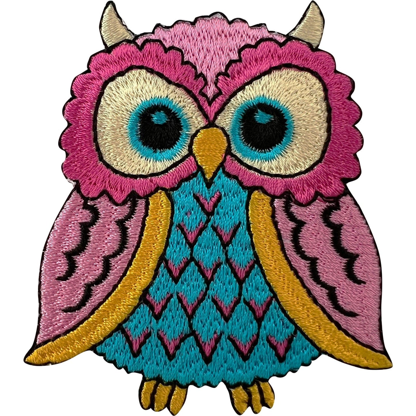 Owl Patch Iron Sew On Clothes Jacket Coat Bag Pink Blue Yellow Embroidered Badge