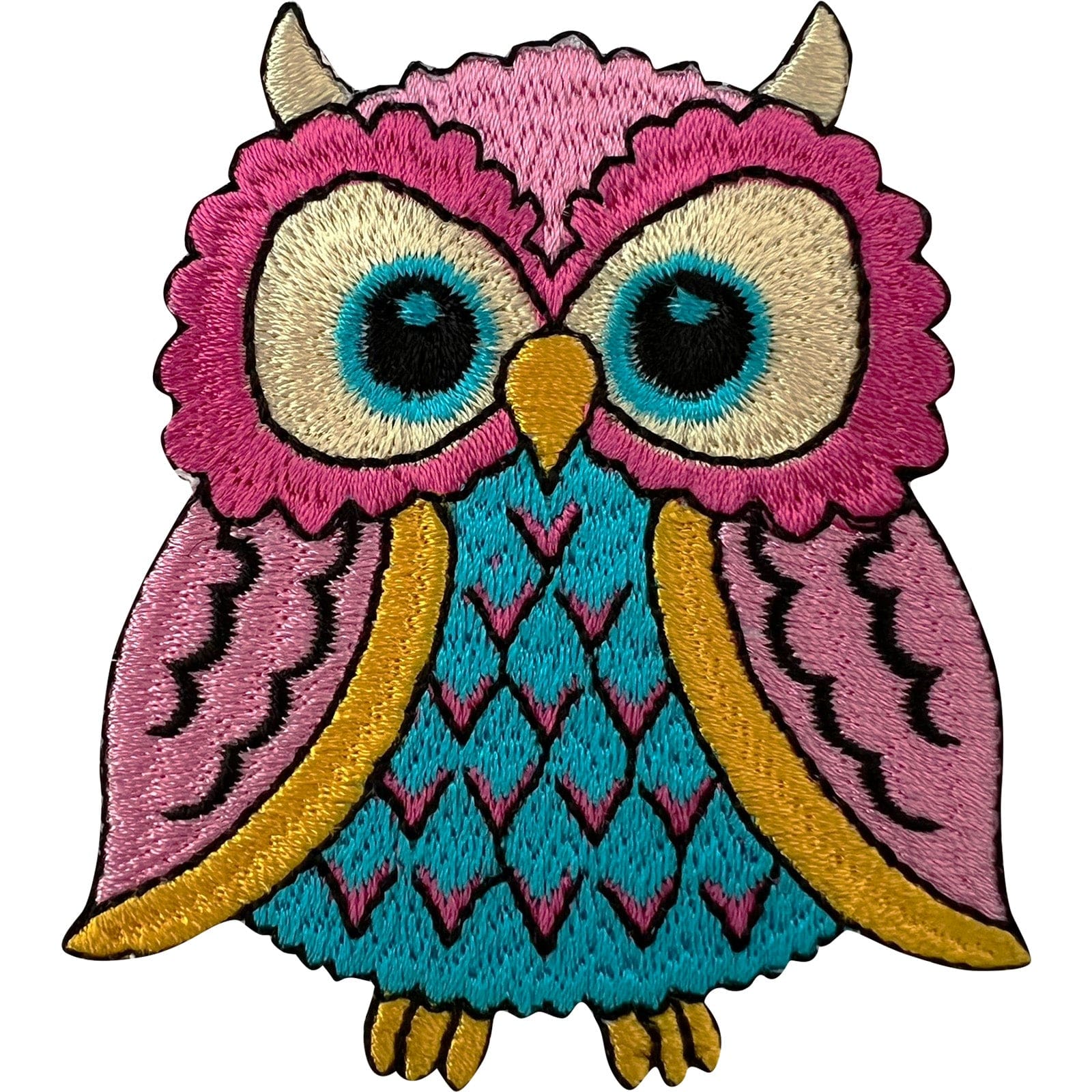 Owl Patch Iron Sew On Clothes Jacket Coat Bag Pink Blue Yellow Embroidered Badge