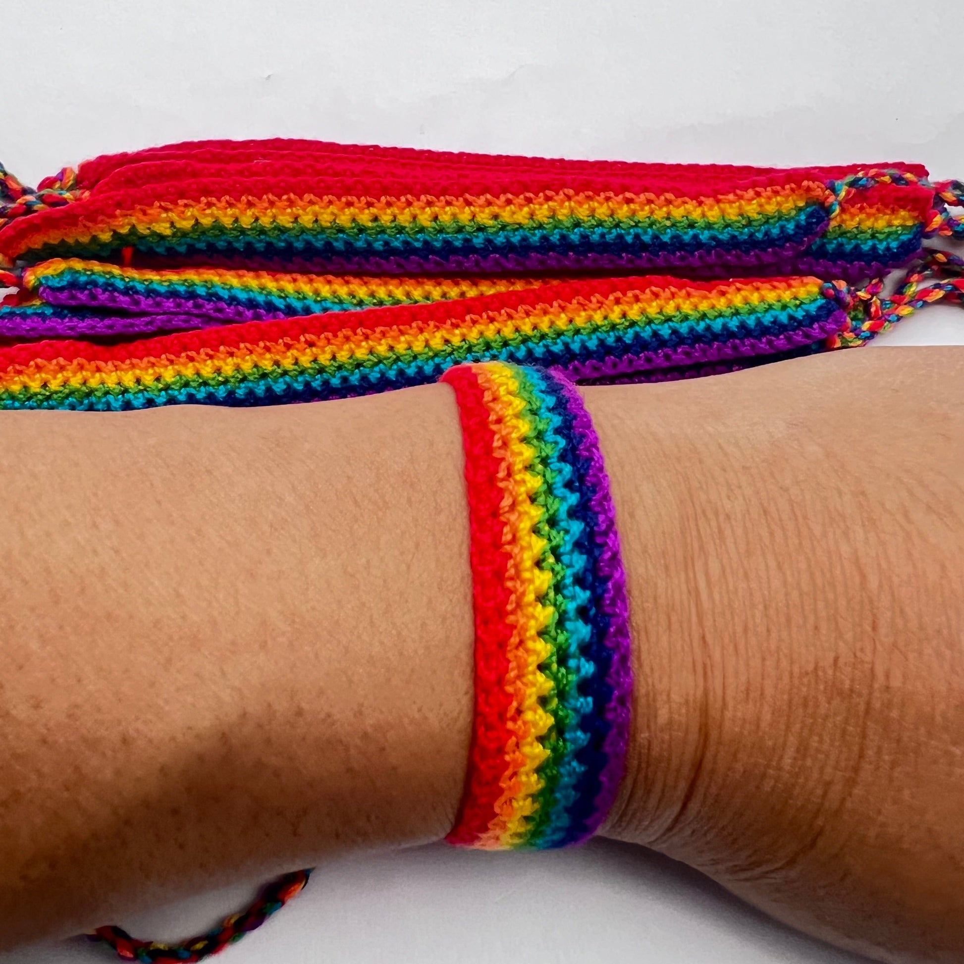 Pack of 10 Gay pride Cotton Bracelets Rainbow Handmade Friendships Wristbands Jewellery for unisex