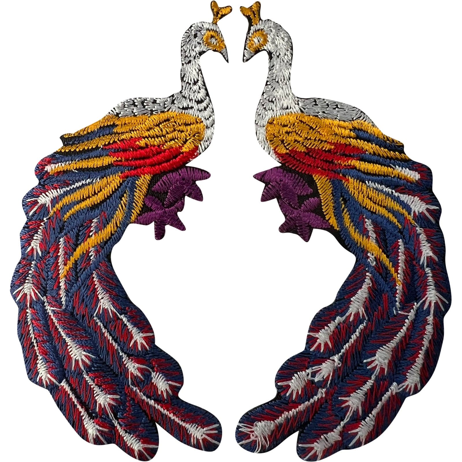 Pair of Peacock Patches Iron Sew On Clothes Bag Trousers Craft Embroidery Badges