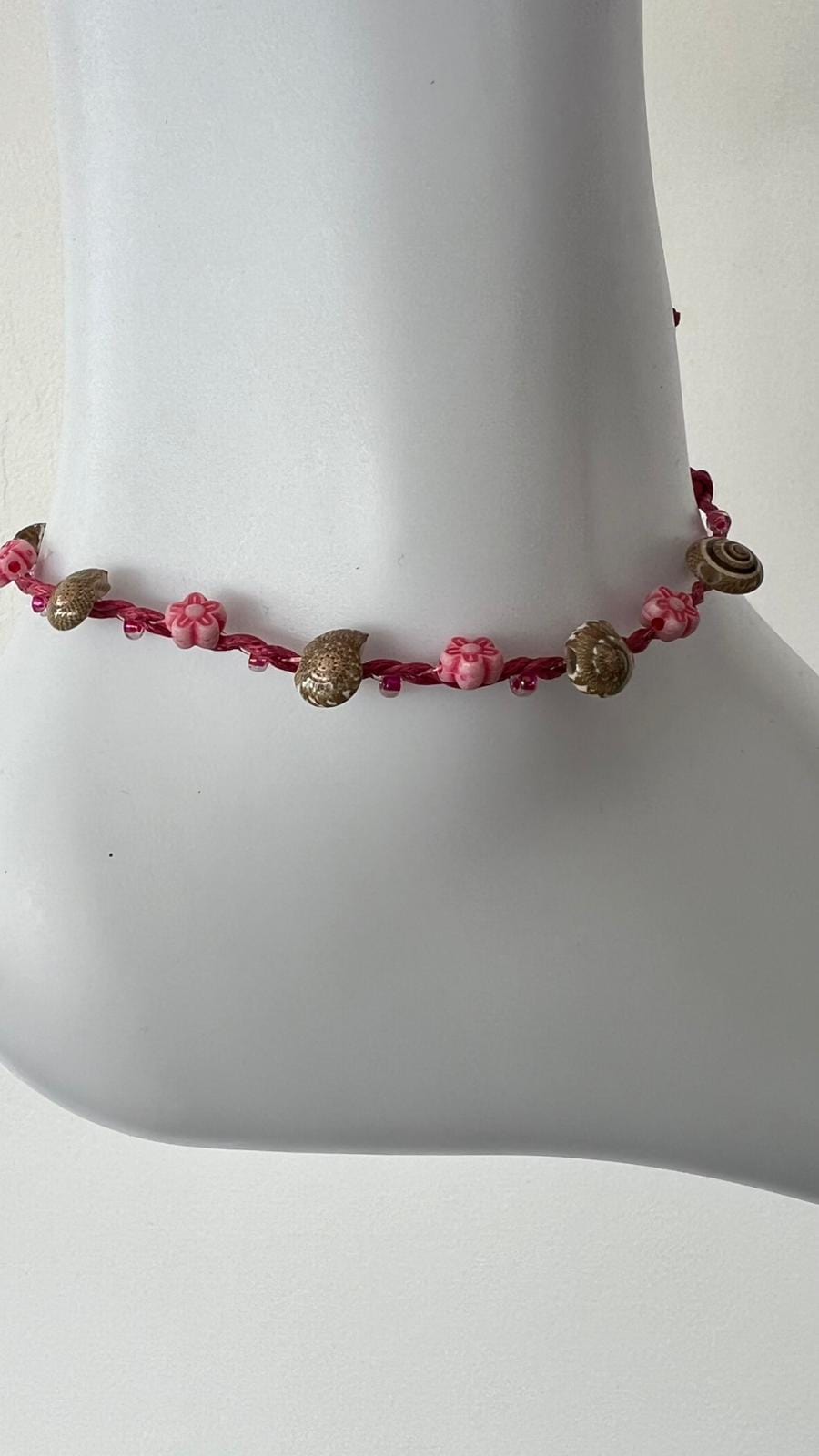 Pink Anklet Ankle Bracelet Foot Chain Womens Girls Ladies Shell Beaded Jewellery