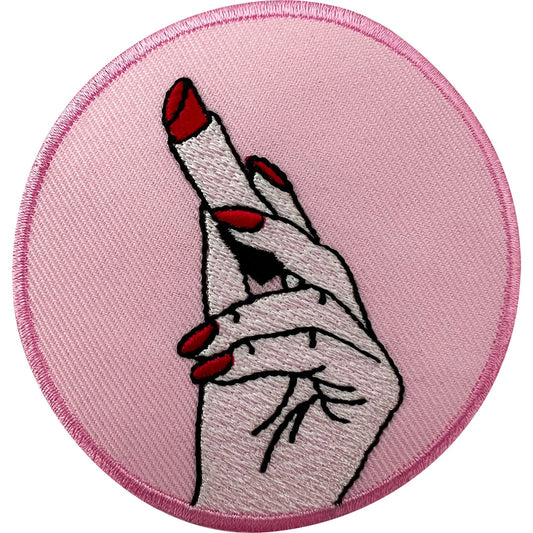 Pink Red Lipstick Patch Iron Sew On Clothes Makeup Cosmetics Embroidered Badge