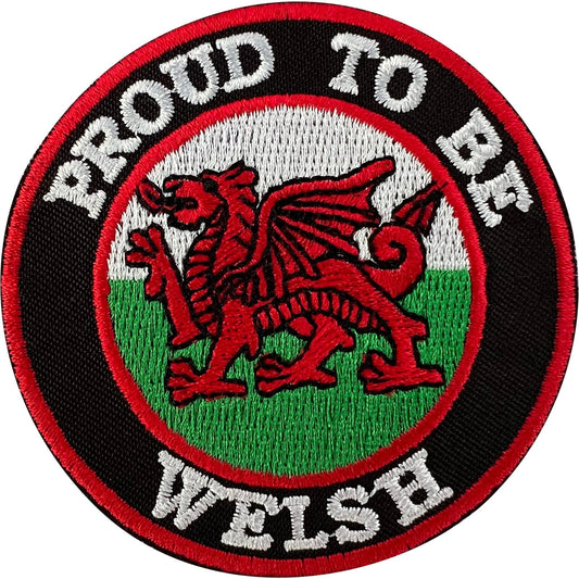 Proud To Be Welsh Patch Iron Sew On Clothes Wales Dragon Flag Embroidered Badge