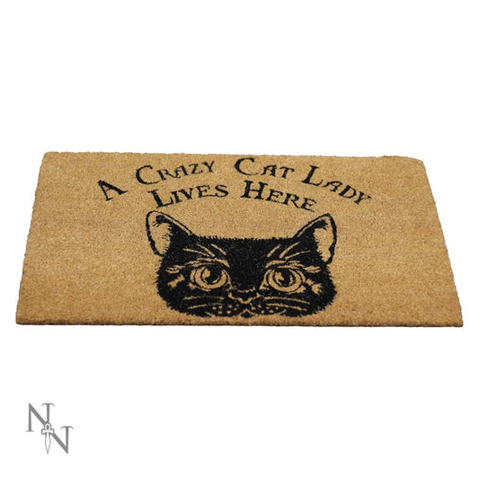 Quirky Black Design Crazy Cat Lady Doormat