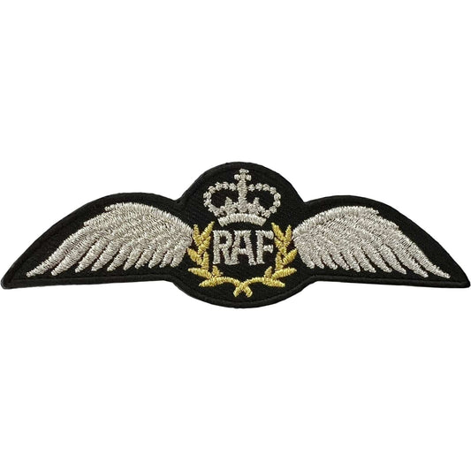 RAF Pilot Wings Patch Iron Sew On Royal Air Force Uniform Embroidered Badge WW2
