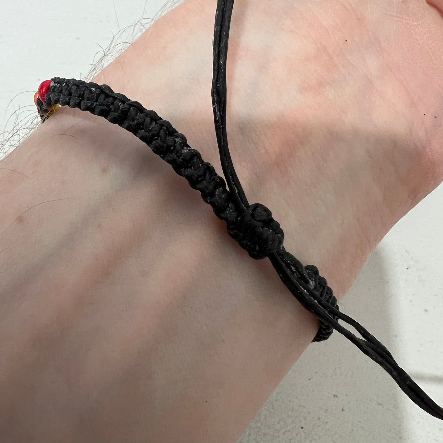 Rainbow Beads Floral Flower Bead Bracelet Black Wristband Bangle Girls Jewellery