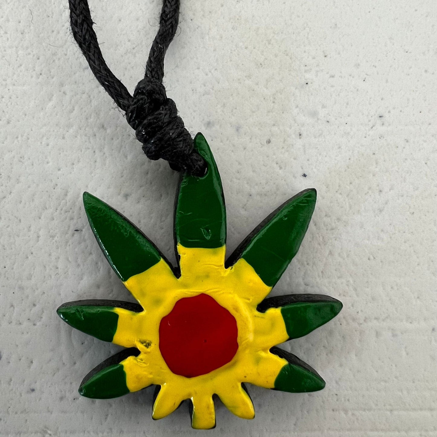 Rasta Marijuana Cannabis Leaf Pendant Necklace Cord Chain Mens Womens Jewellery