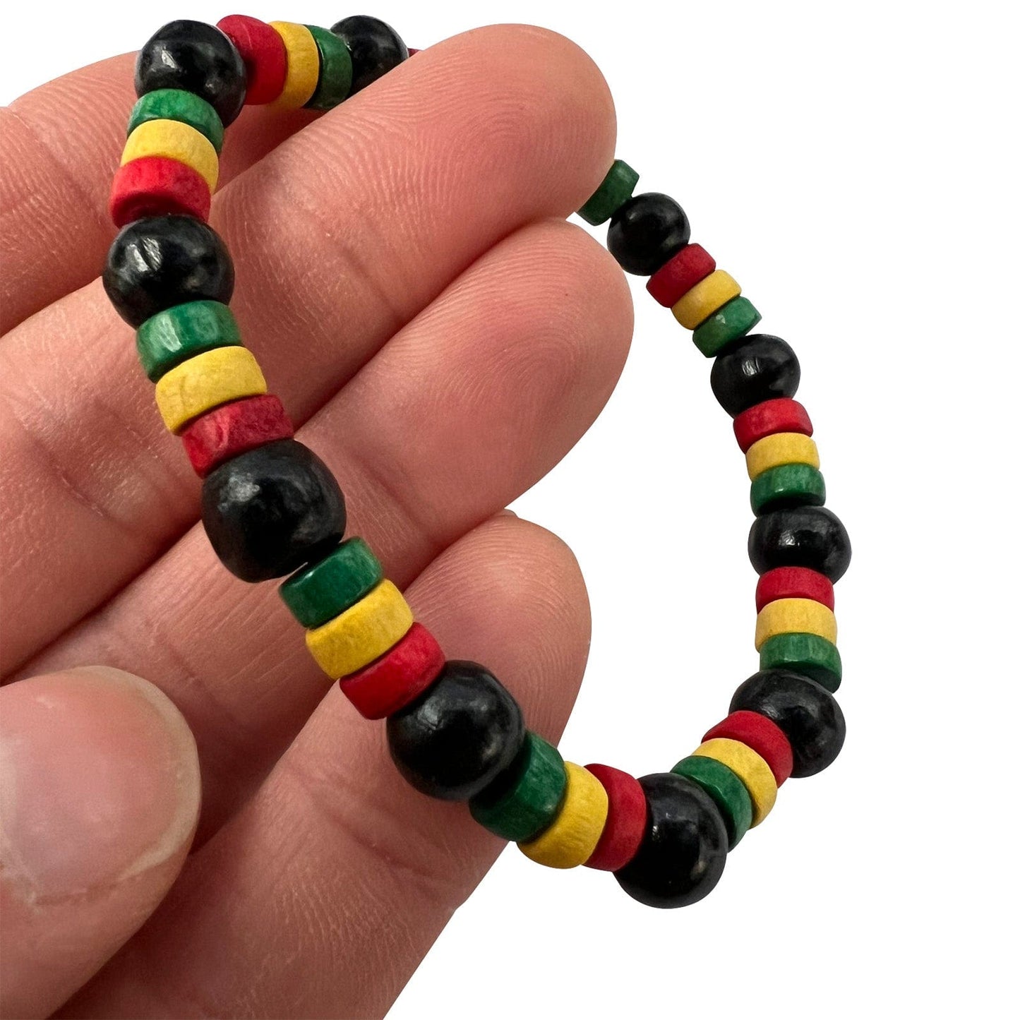 Rastafari Bracelet Wood Bead Wristband Bangle Rasta Reggae Handmade Jewellery