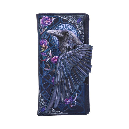 Ravens Flight Black Wing Floral Embossed Purse Wallet