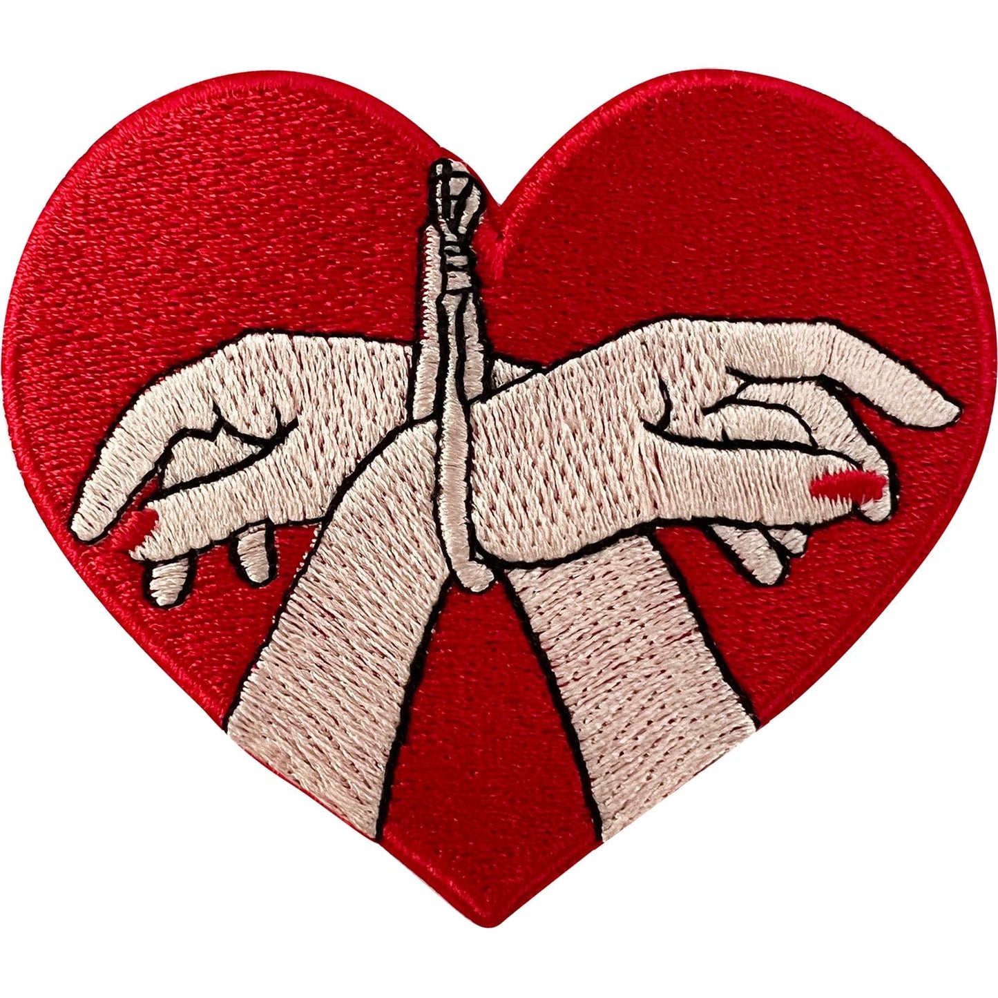 Red Love Heart Patch Iron Sew On Clothes Bondage BDSM Sex Cuff Embroidered Badge