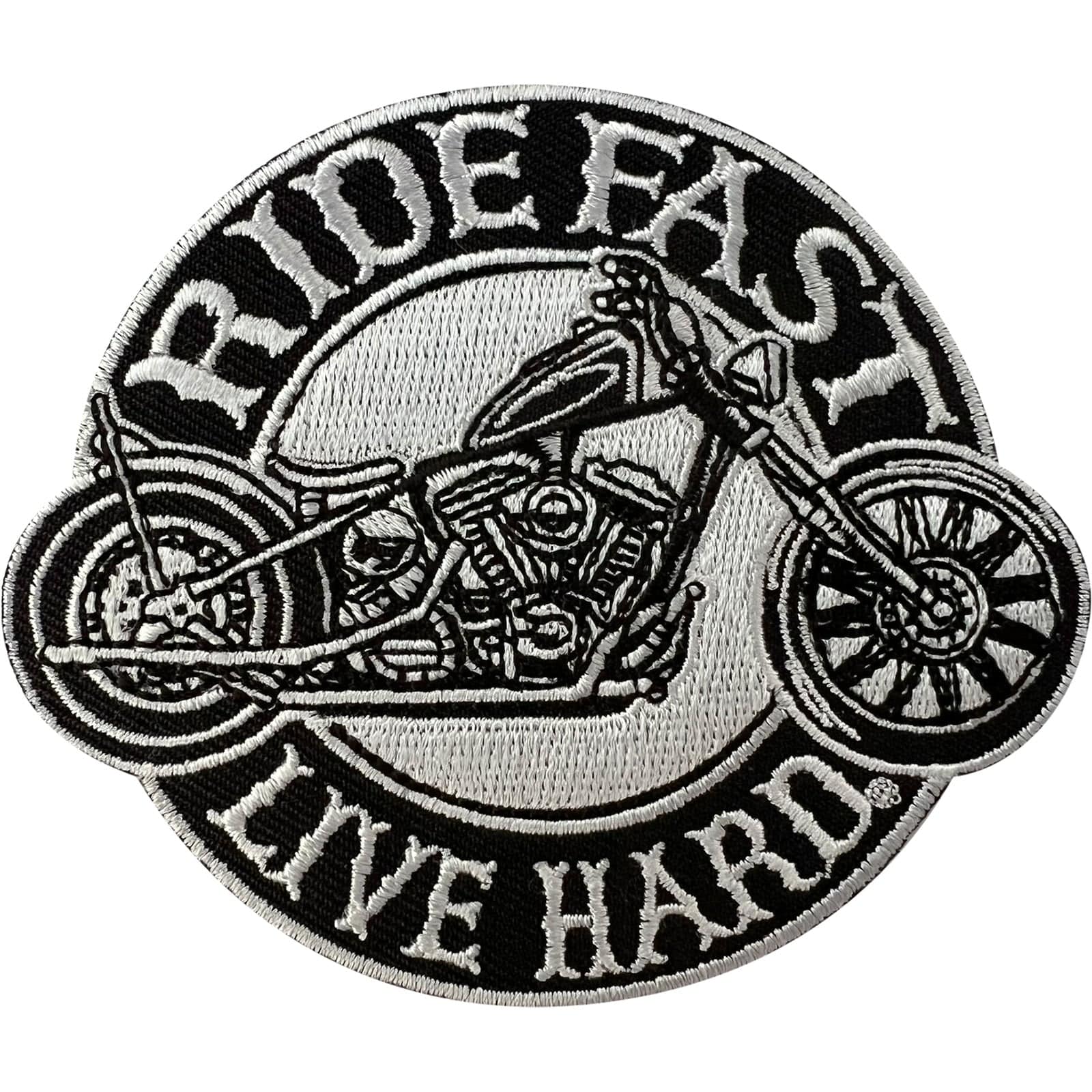 Ride Fast Live Hard Patch Iron On Sew On Motorcycle Motorbike Jacket Biker Badge