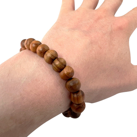 Round Wooden Beaded Bracelet Wristband Bangle Mens Womens Handmade Wood Jewelry