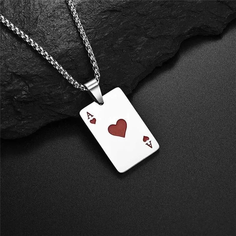 Royal Flush Charm: Stainless Steel Ace of Spades Necklace Set - Perfect Poker Player's Pair for Stylish Men & Women!