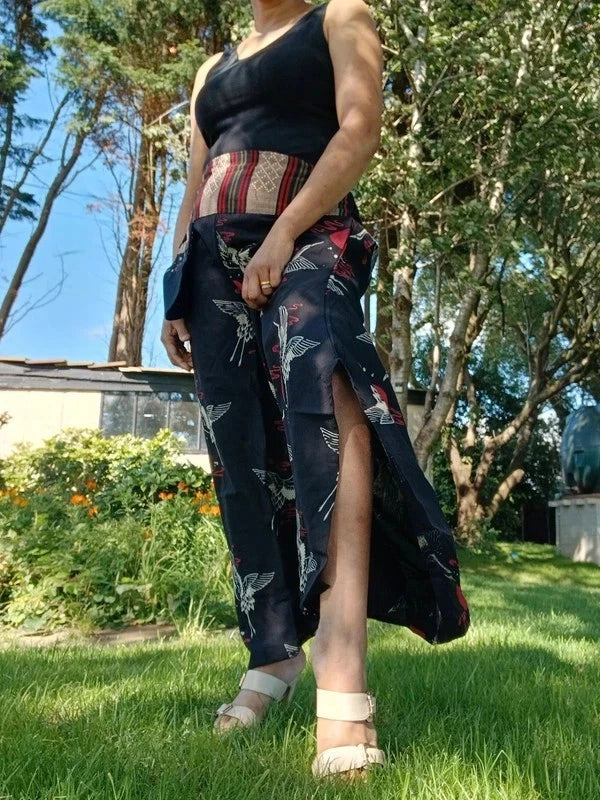 Red Sun Japan Bird Naka Palazzo Wide Leg Harem Pants Hippie Yoga Boho Trousers