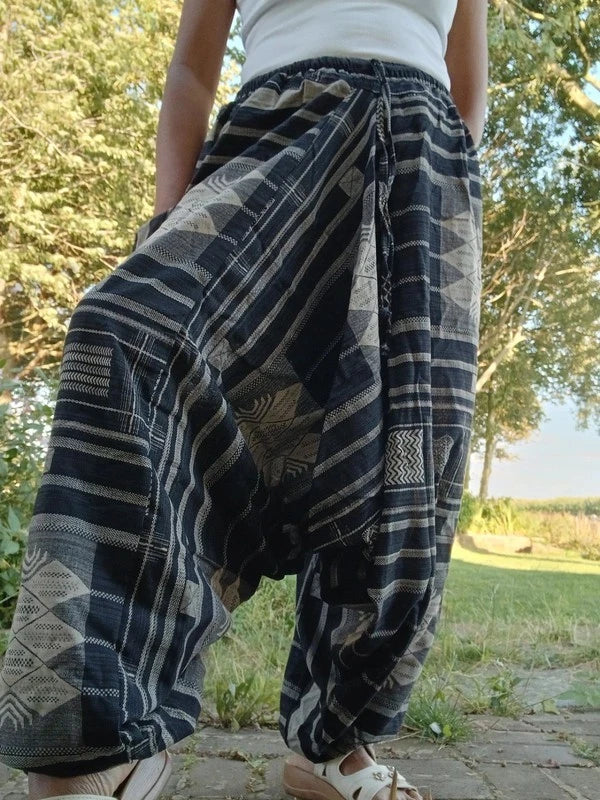 Cotton Black White Aladdin Genie Harem Pants Baggy Hippie Gypsy Boho Trousers