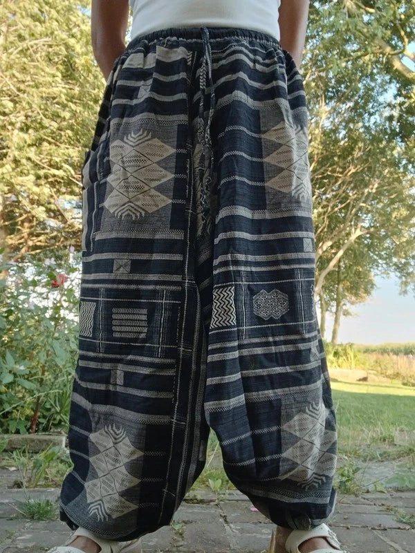 Cotton Black White Aladdin Genie Harem Pants Baggy Hippie Gypsy Boho Trousers