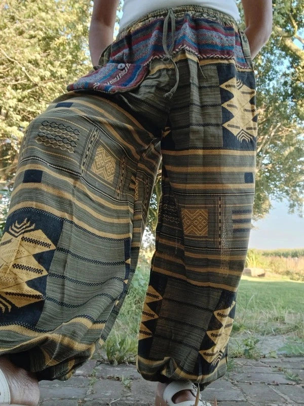 Cotton Woven Khaki Hippie Harem Pants Baggy Hippy Joggers Womens Mens S M L XL