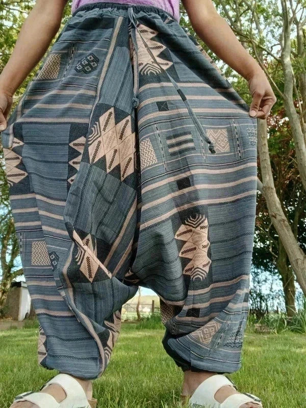 Grey Peach Beige Baggy Harem Thai Tribe Aladdin Pants Hippie Yoga Trousers