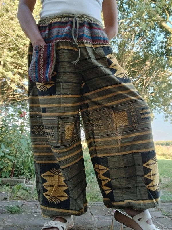 Cotton Woven Khaki Hippie Harem Pants Baggy Hippy Joggers Womens Mens S M L XL