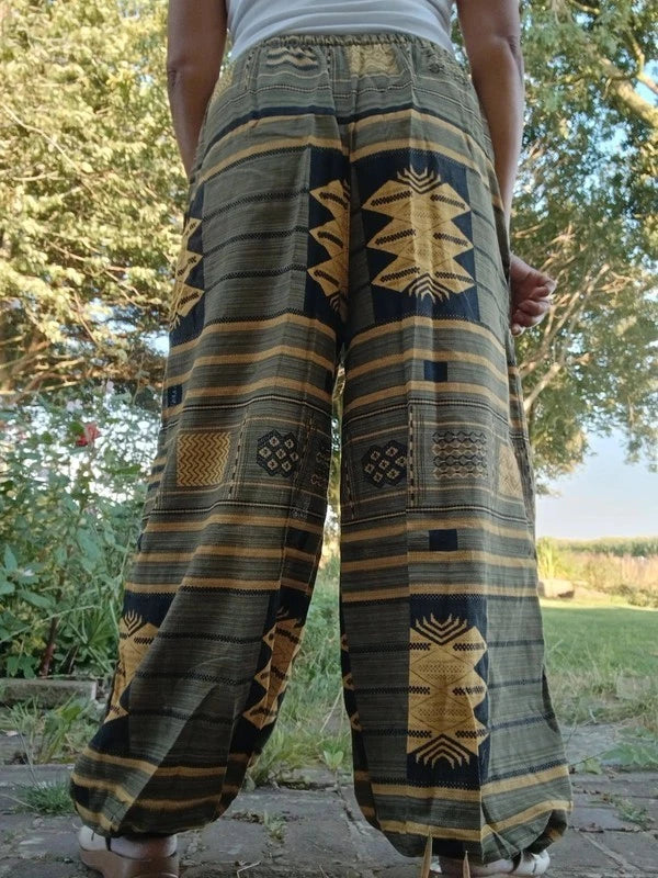 Cotton Woven Khaki Hippie Harem Pants Baggy Hippy Joggers Womens Mens S M L XL