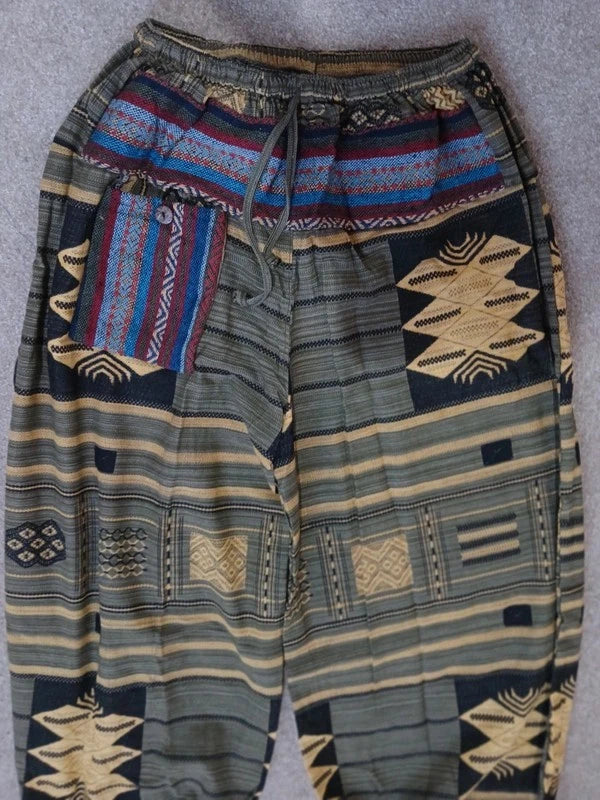 Cotton Woven Khaki Hippie Harem Pants Baggy Hippy Joggers Womens Mens S M L XL
