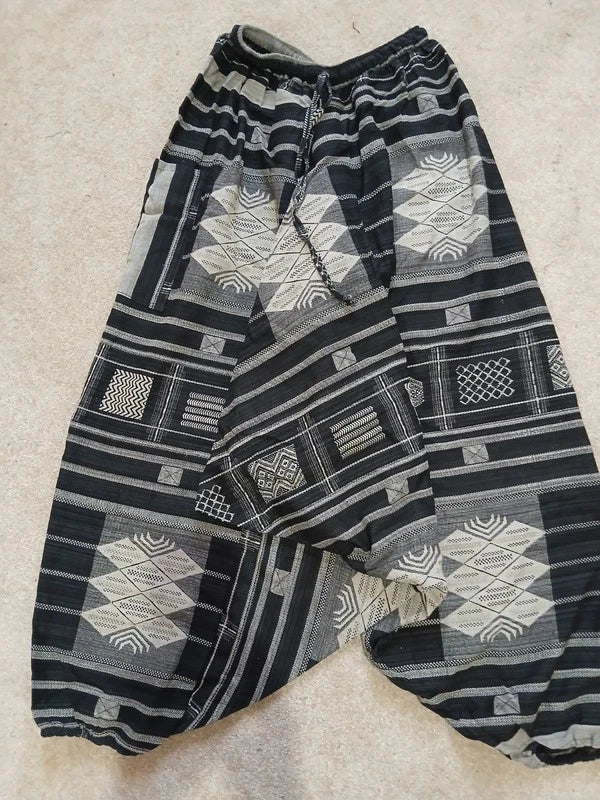 Cotton Black White Aladdin Genie Harem Pants Baggy Hippie Gypsy Boho Trousers