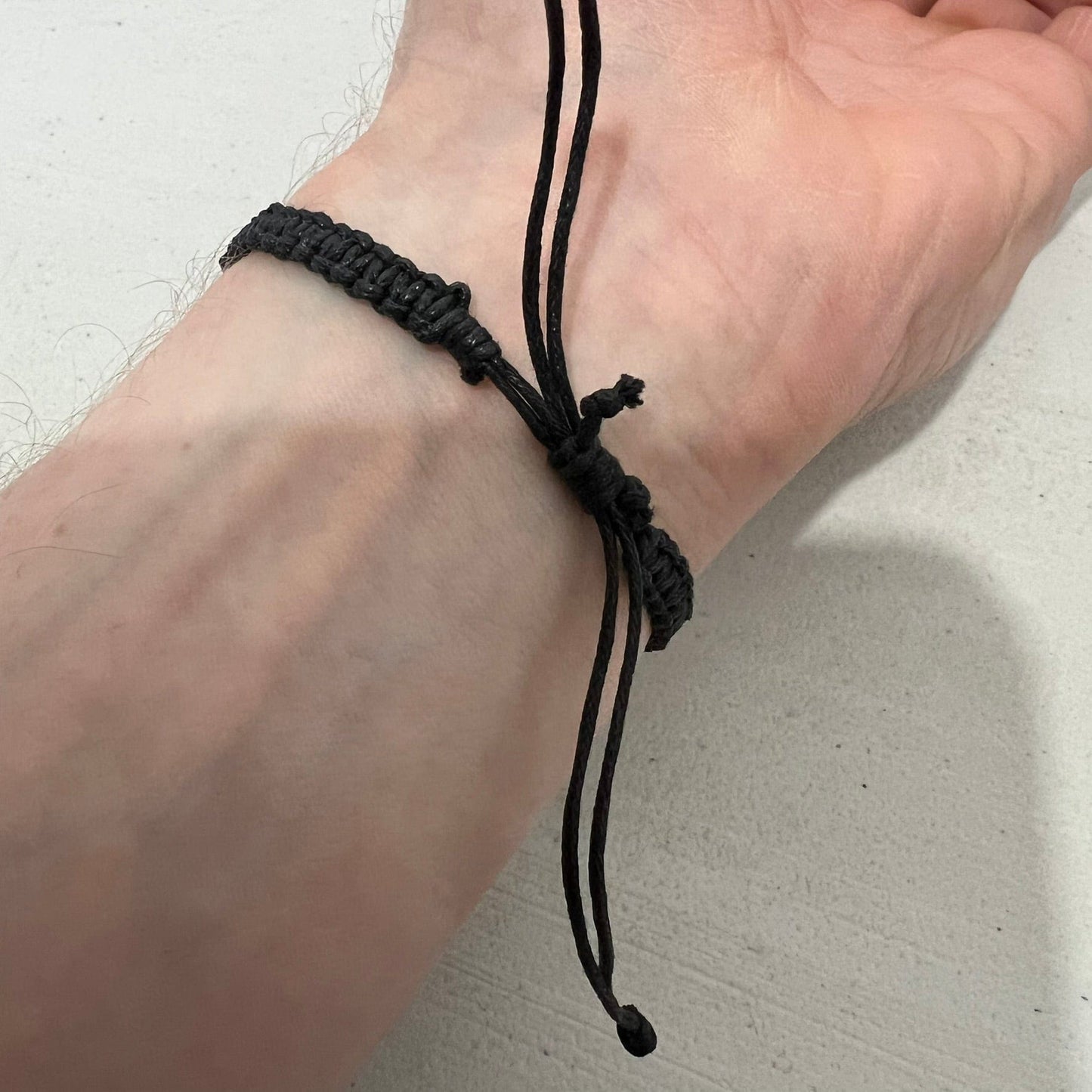 Shark Tooth Black Cotton Bracelet Wristband Bangle Mens Womens Ladies Jewellery