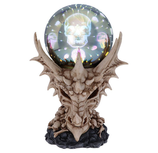 Skeletal Realm Dragon Skull and Light Up Orb Figurine