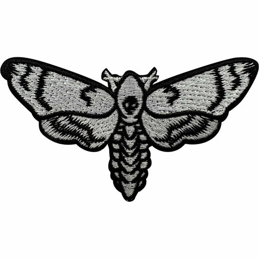 Skull Death Head Hawk Moth Patch Iron Sew On T Shirt Dress Bag Embroidered Badge
