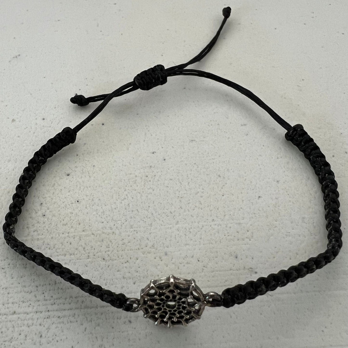 Small Gothic Spiderweb Black Cotton Bracelet Goth Wristband Bangle Mens Womens