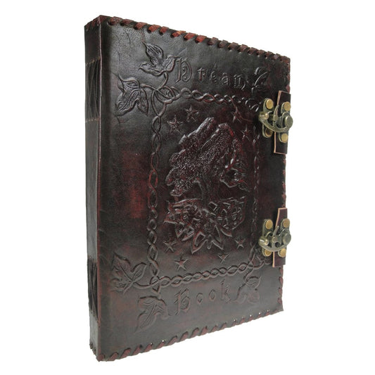Small Lockable Leather Dream Book With Embossed Tree Of Life 25cm