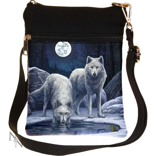 Small Warriors Of Winter Wolf Shoulder Bag by Lisa Parker