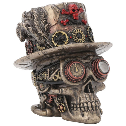 Steampunk Clockwork Baron Skull Figurine Ornament